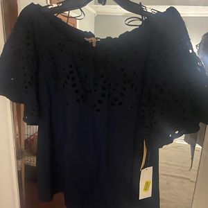 Off shoulder navy top